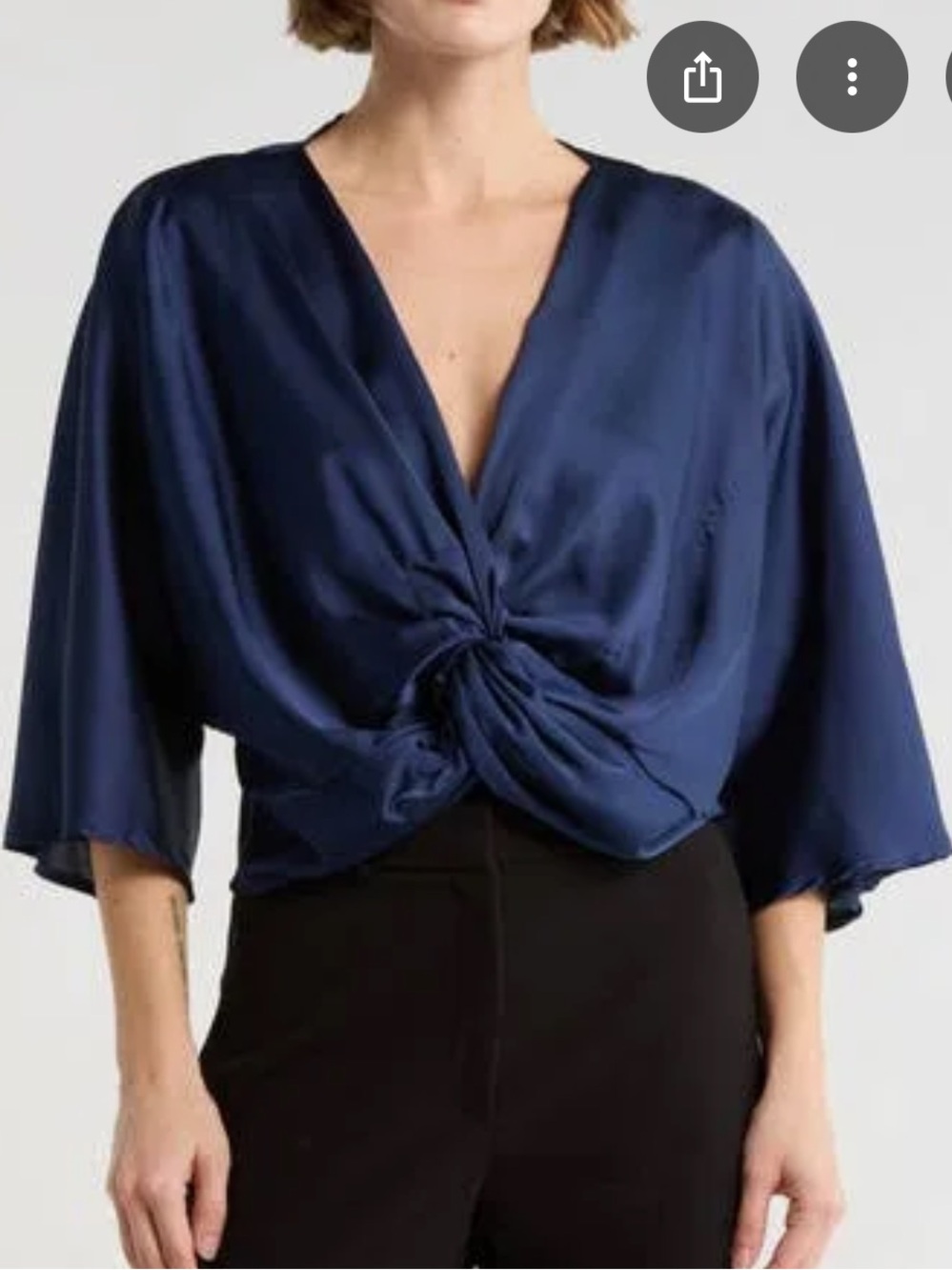 Renee C. 🦋 Plunge Neck Long Sleeve Twisted Knot Satin Too SMALL